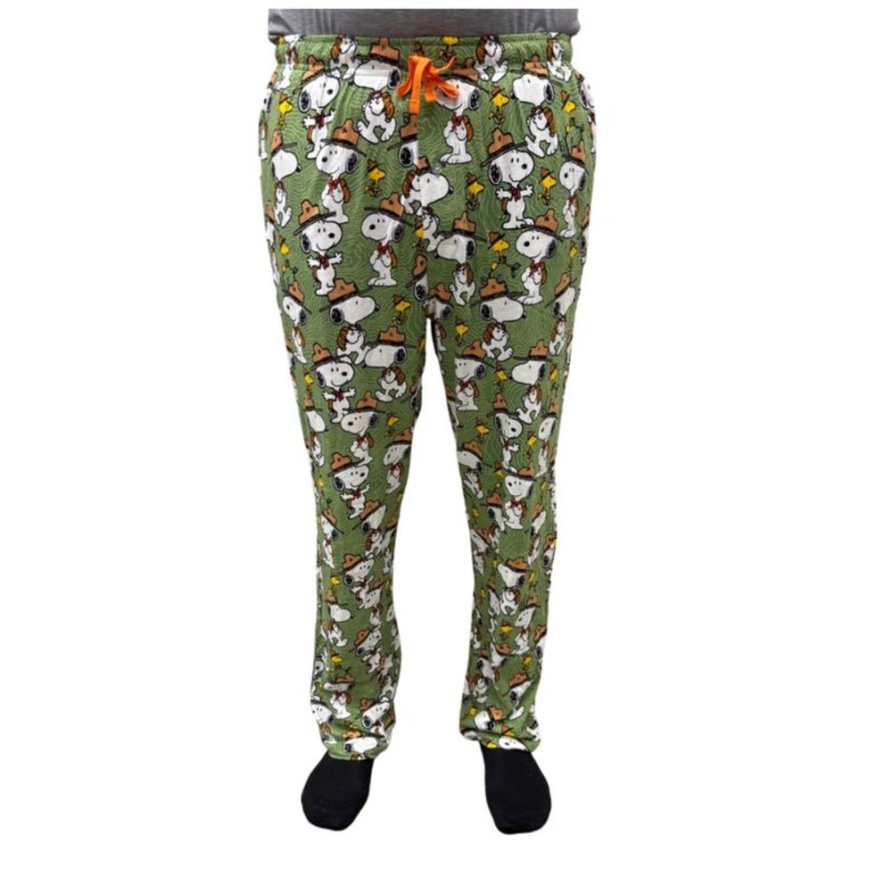 New Men's Peanuts Snoopy Pajama Pants Beagle Scout Camping Lounge Wear